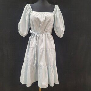 Sim & Sam Womens Tiered Milkmaid Dress Size‎ L Blue Peasant Cottagcore Prairie